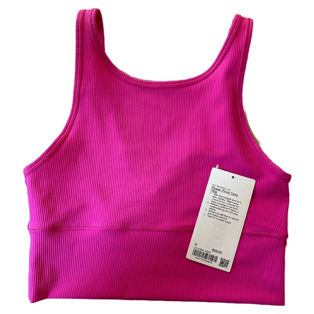 NWOT Lululemon Power Pivot Tank in Sonic Pink Size 8